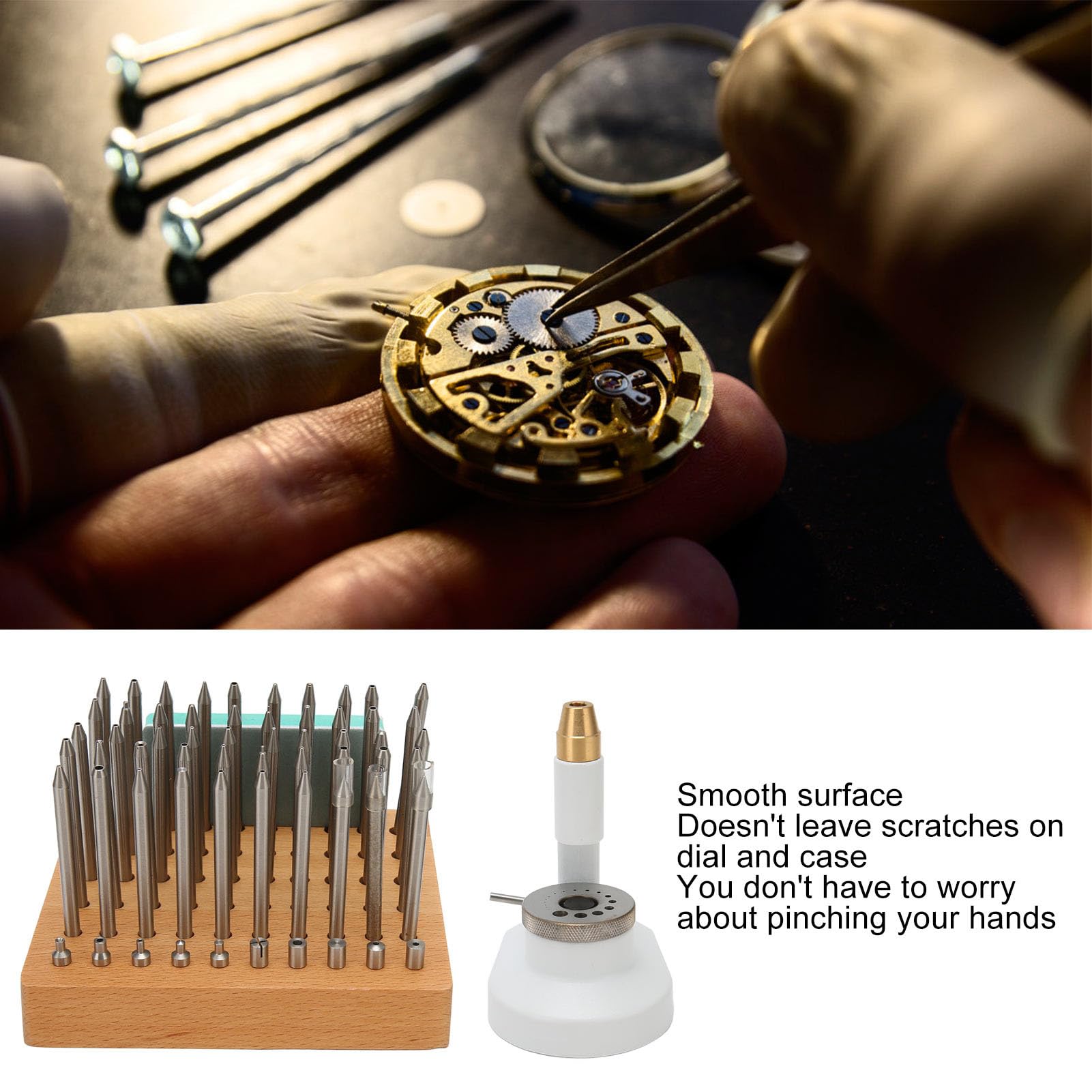 Watch Repair Staking Tool Press Set Watchmaker Punching Kit Jewelling Tool with 50 Punches 10 Stakes