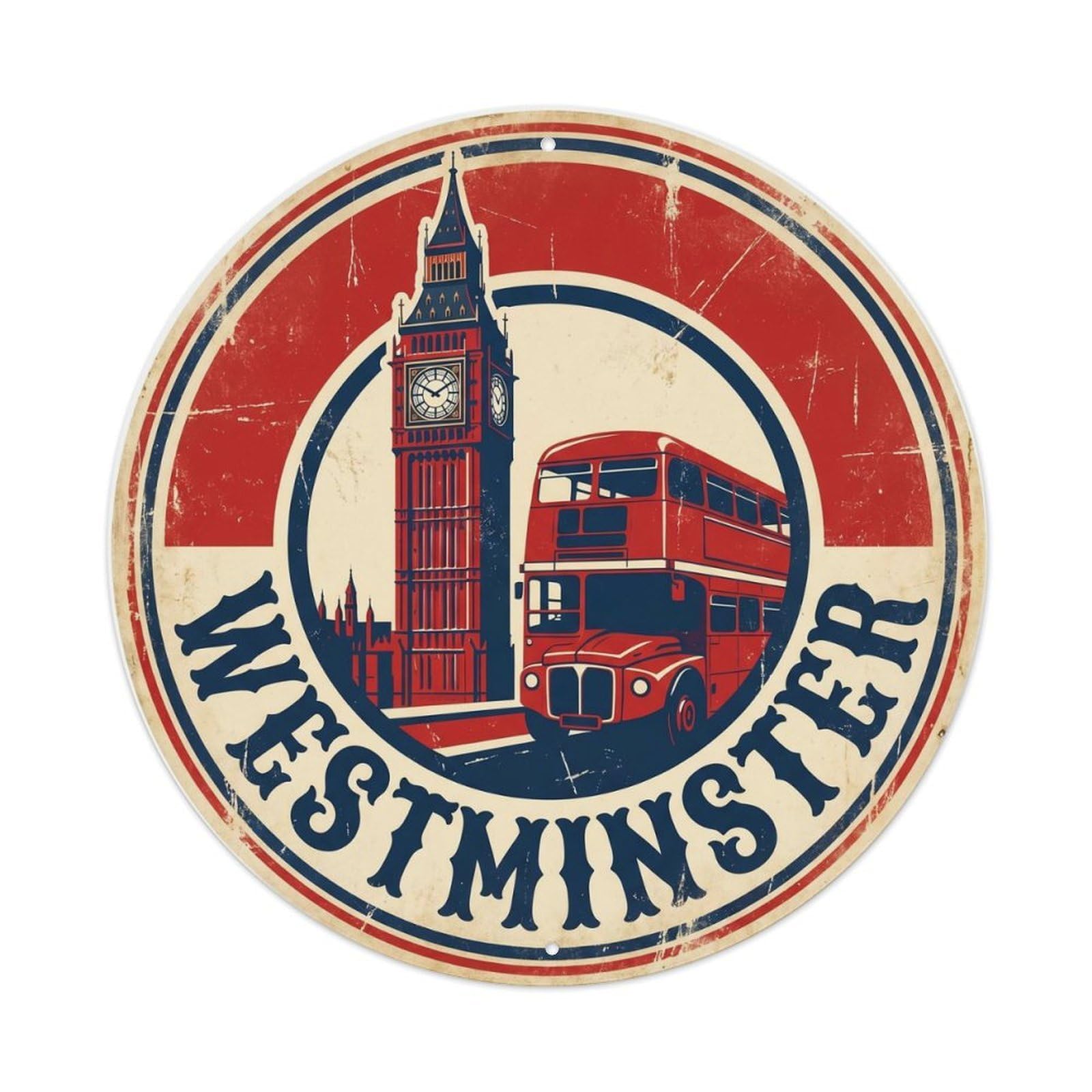 Fqnyr Style Vintage Travel Big Ben Westminster Clock Metal Tin Sign