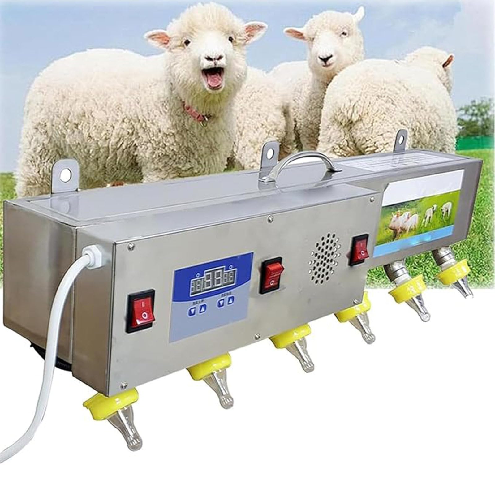 YXYLJOZ 6 Fully Automatic Nipple Feeders, Constant Temperature Milk and Water Feeder, Universal Suckling Machine for Lambs, Piglets and Livestock,220v