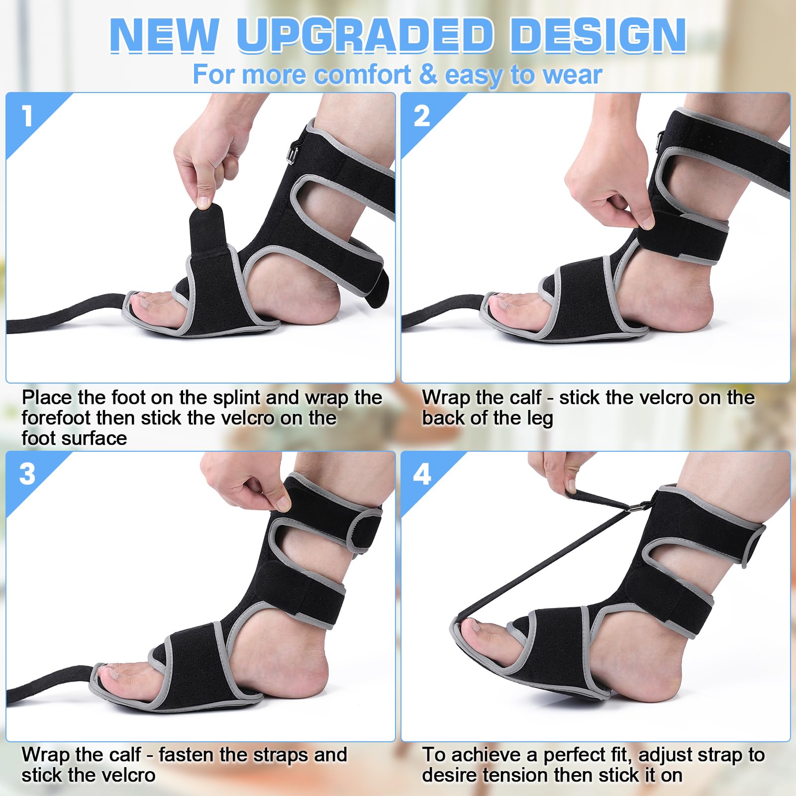 MYSEXY Plantar Fasciitis Night Splint - Upgraded Plantar Fasciitis Relief Braces For Women And Men Day Night - Ankle Brace Arch Support Achilles Tendonitis Relief Foot Drop Heel Pain Relief Comfortable & Adjustable