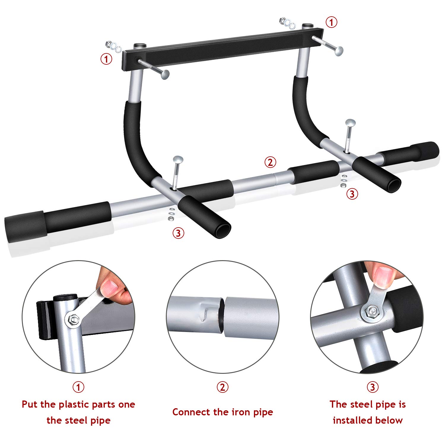Portable Pull Up Bar pour Porte, télescopique Bar Réglable Dip Barres