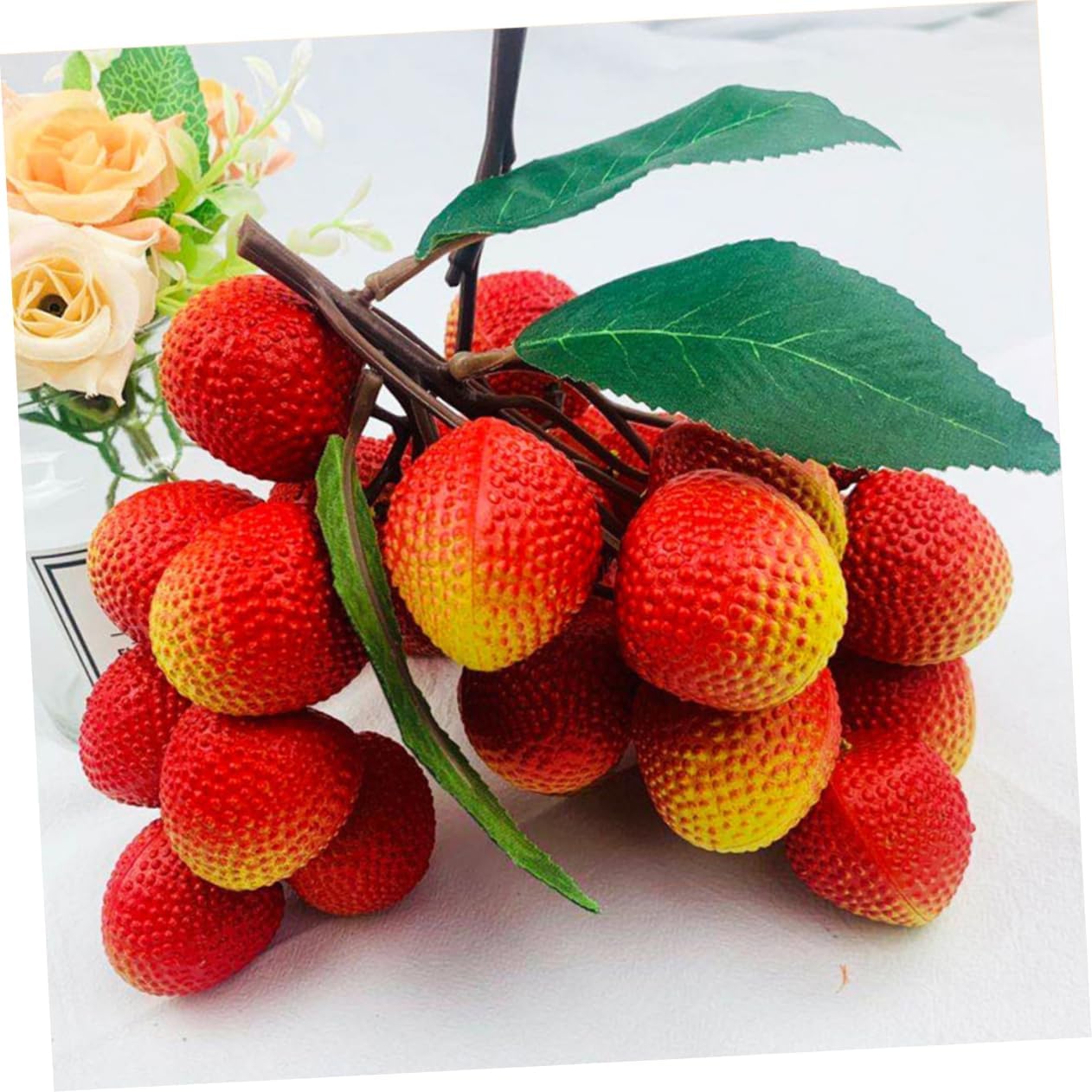 Cabilock Bunches of Realistic Artificial Fruit Models for Photography Home Decoration and Educational Props Vivid Simulation Total Leaves