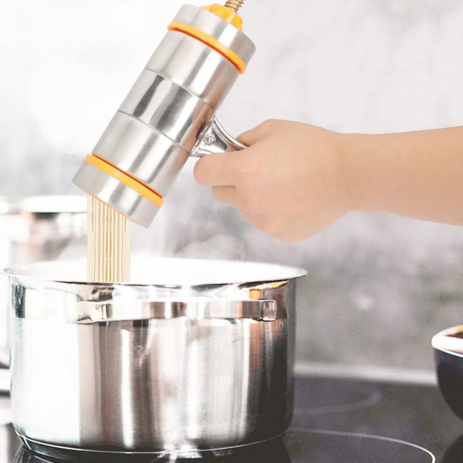 Presse à Pâtes Manuelle Multifonction 7 Moules, Acier Inoxydable, Poignée Ergonomique, Fabricant De Nouilles Pour Usage Domestique, La Cuisine Maison, Set Complet