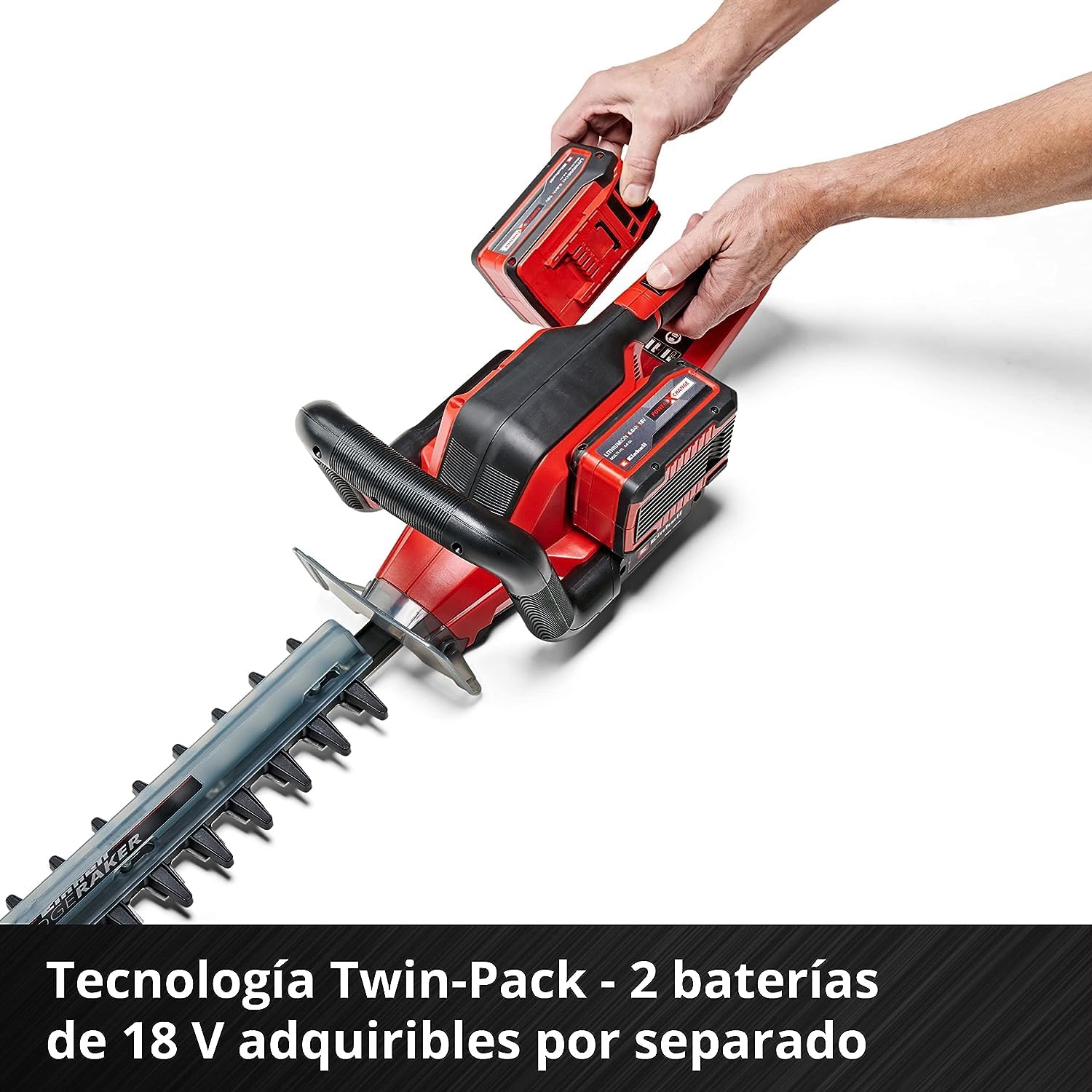 Einhell Cortasetos con batería GE-CH 36/65 Li-Solo Power X-Change (36 V, 65 cm de Longitud de Corte, 30 mm Distancia Entre Dientes, Mango Giratorio, colector de Recortes, sín batería)