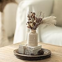 Vista 4 de Hanobe Bandeja Portavelas: Bandeja Redonda de Madera Decorativa para Platos de Velas Estilo Granja Centro de Mesa Rústico de Madera Bandejas