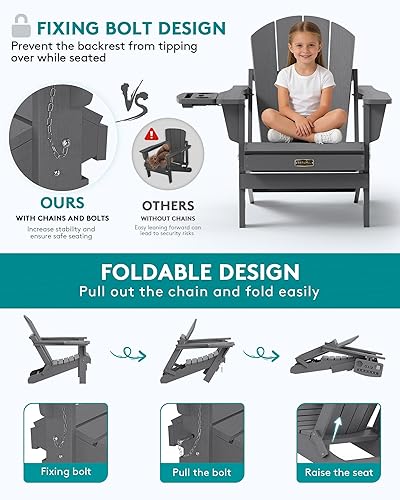Miniatura 240 de SERWALL - Silla plegable Adirondack para patio, jardín, exterior, resistente a la intemperie, sillas para hoguera, color naranja