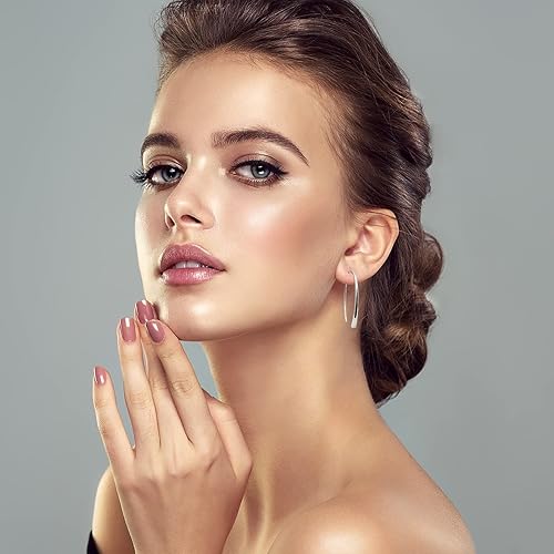 Miniatura 2 de Handmade Pull Through Earrings 925 Sterling Silver Earrings Hypoallergenic Open Hoops Drop Dangle Threader Earrings for Women Trendy Fashion