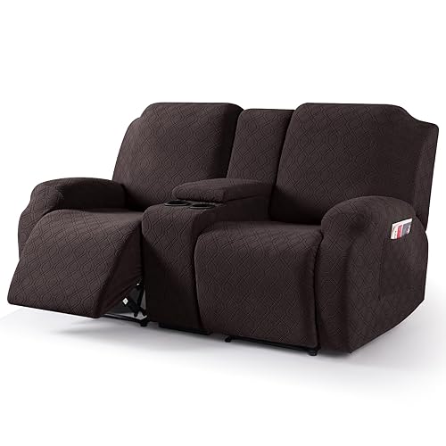 Recliner Loveseat Cover with Middle Console Stretch Reclining Sofa Slipcover
