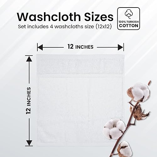 Miniatura 2 de Infinitee Xclusives Paquete de 4 paños de 100 % algodón turco, 12 x 12 pulgadas, altamente absorbentes y de secado rápido para el cuerpo, color