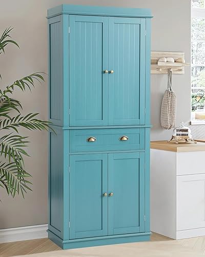 Miniatura 17 de Armario de almacenamiento de despensa de cocina de 72 pulgadas, armario independiente con 2 gabinetes, cajón y estantes ajustables, armario de Negro