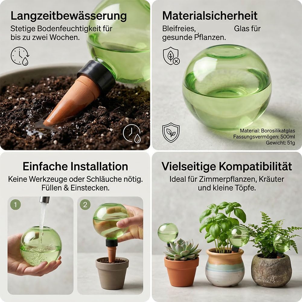 Generisch Bewässerungskugeln für Zimmerpflanzen, 500ml/350ml Bewässerungskugeln Ton für Balkonpflanzen Zimmerpflanzen Outdoor, Tonspitzen Pflanzen Selbstbewässerung (Blau-10, 350ML)