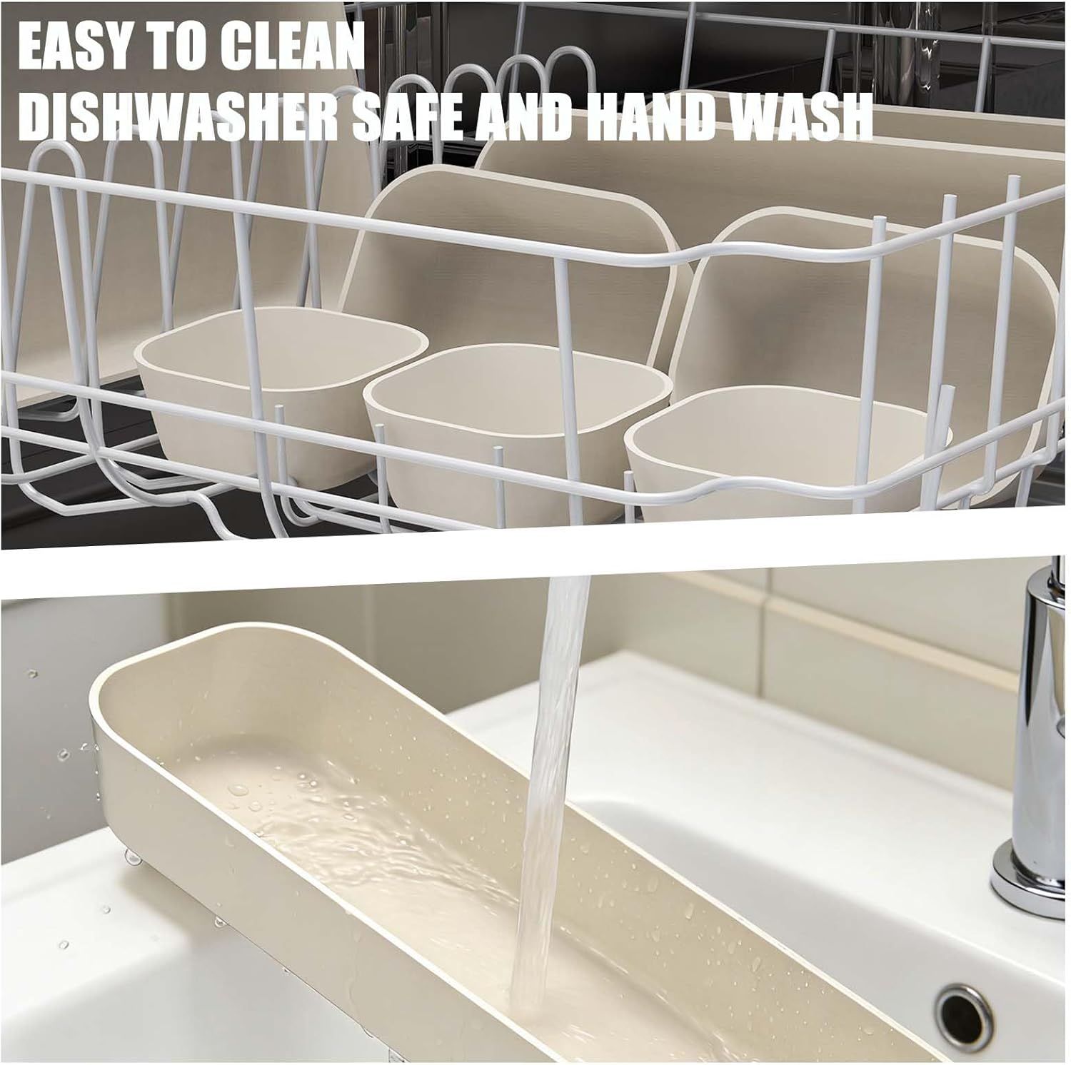 SILIVO 8 PCS Unbreakable Silicone Drawer Organizers, Modern Minimalist Beige Drawer Dividers, Noise-Free & Non-Slip Trays for Home Office, Kitchen, Bathroom and Neutral Nursery Decor
