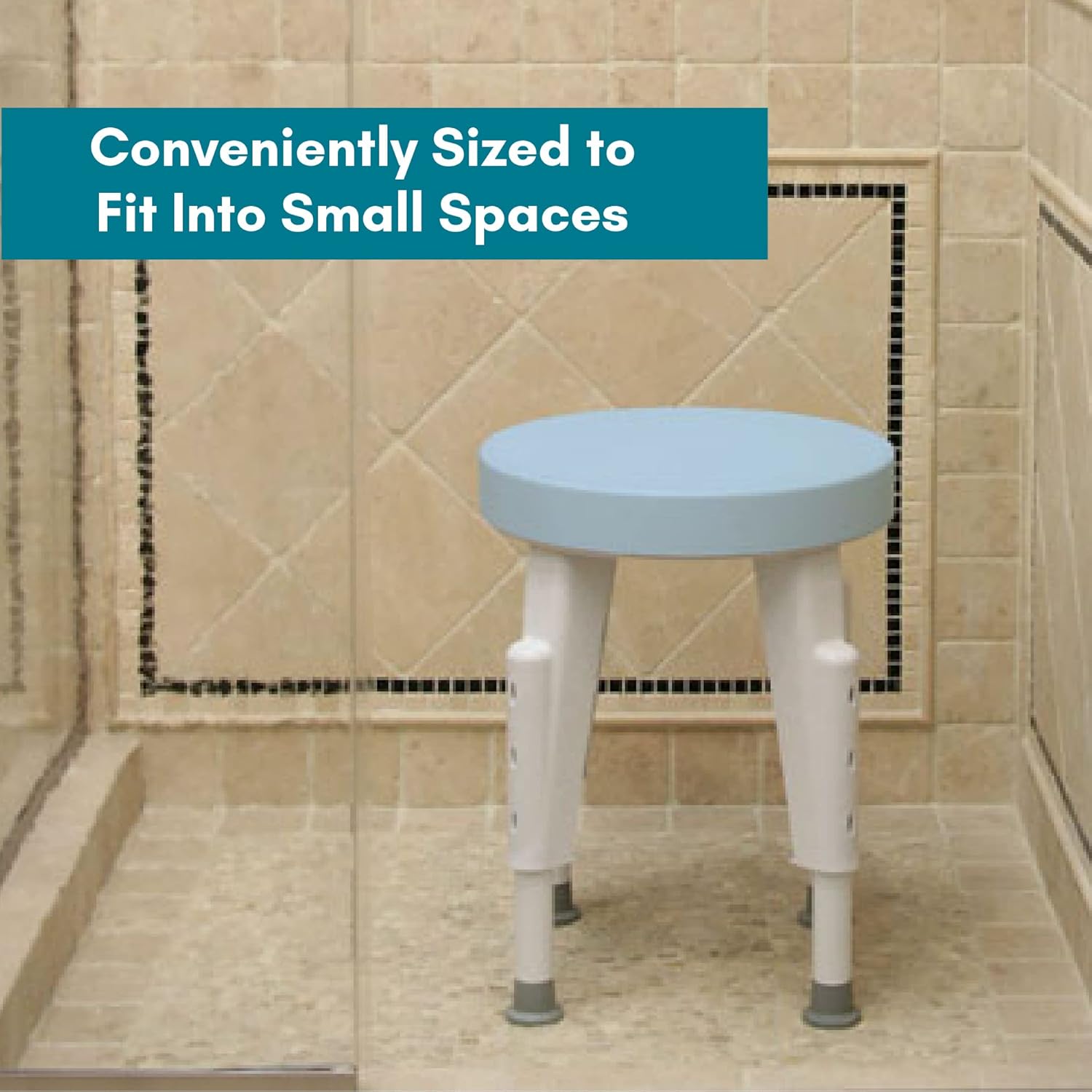 Adjustable Height Rotating Plastic Shower Stool with Non-slip Feet