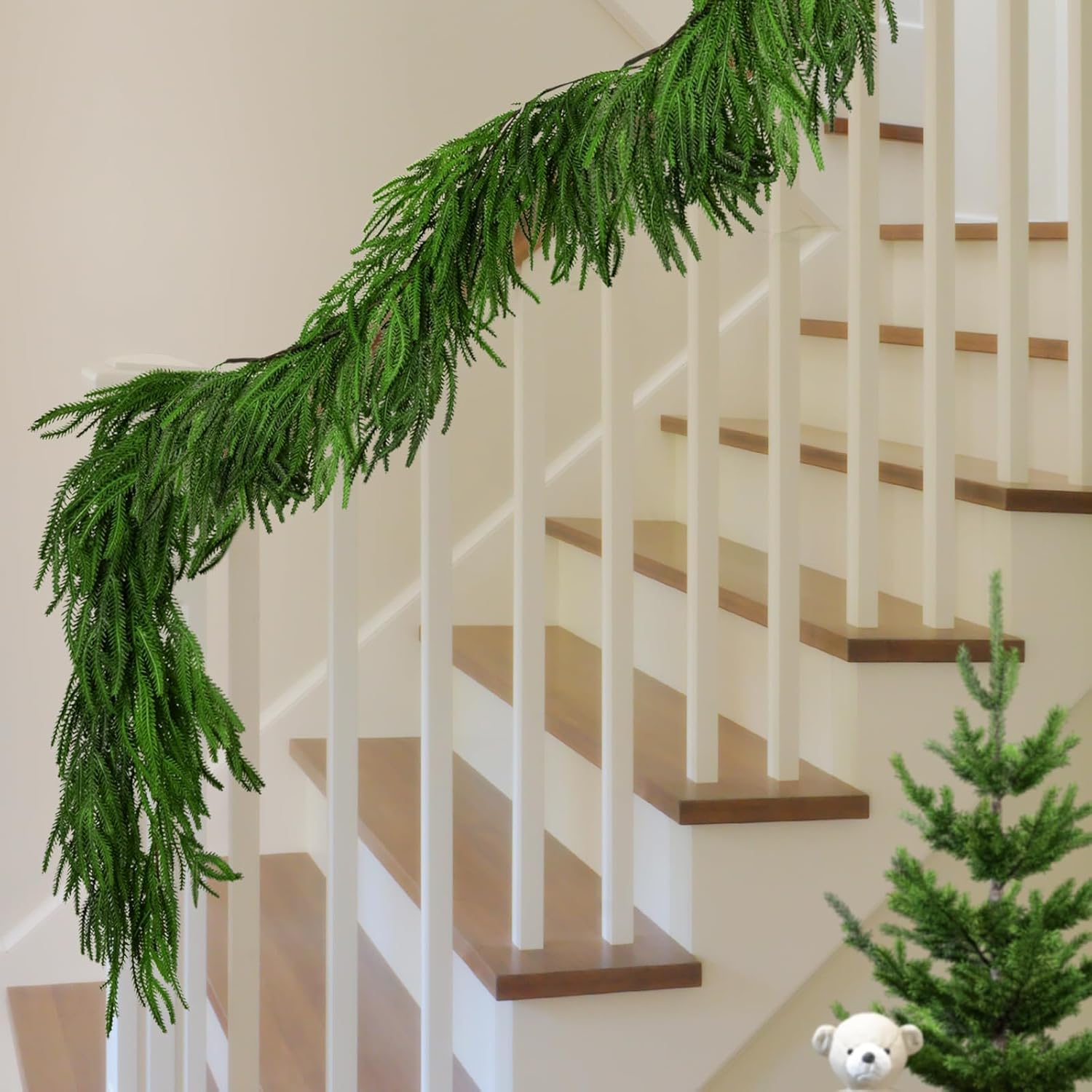 1.8M Christmas Norfolk Pine Garland, Artificial Dense Norfolk Pine Greenery