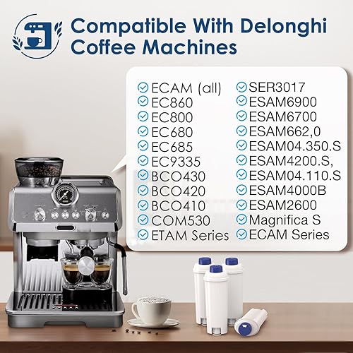 Miniatura 3 de DLSC002 Filtro de agua de repuesto compatible con filtro de máquina de café Delonghi suavizador de carbón activado para De'longhi Magnifica evo,