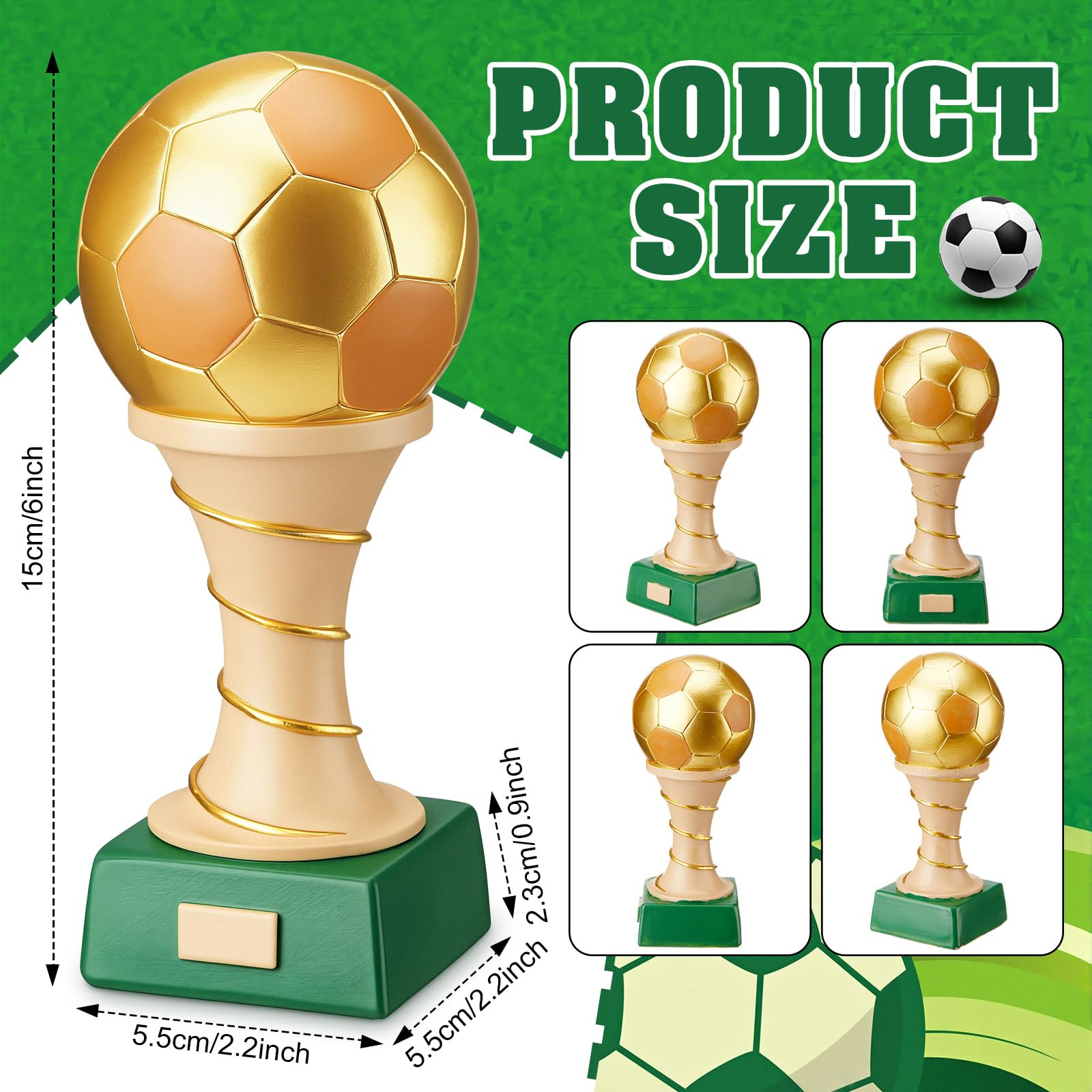 Liliaafar Medallas de fútbol de resina coleccionables para logros deportivos, decoración de escritorio de oficina, caja de trofeos
