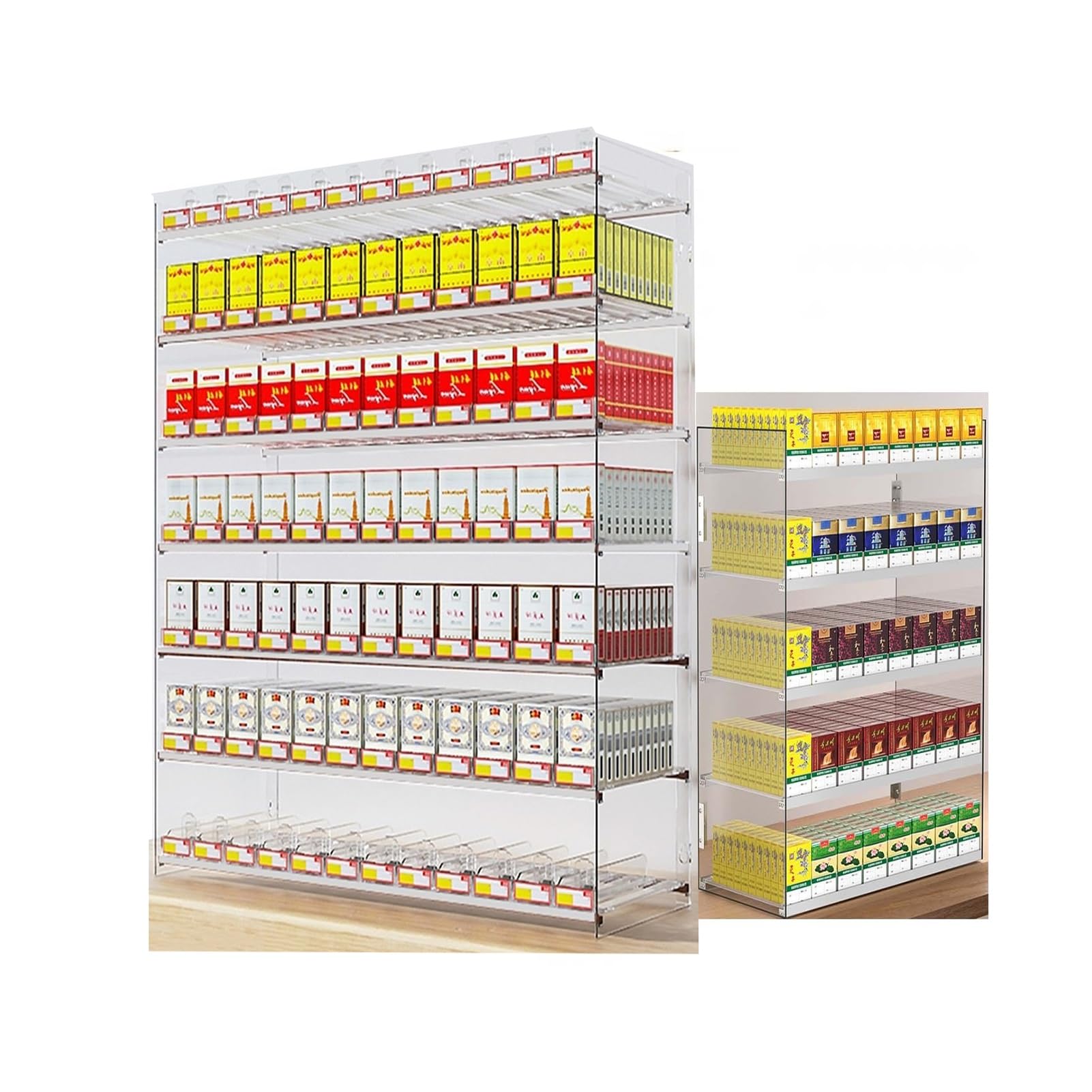 Transparent Cigarette Display Rack Plastic Automatic Cigarette Case Clear Cigarette Case Pushers Rack for Stores Supermarkets Retail Coffee Shop, Bar, Shopping Center (Color : Clear, Size : 61.5x28.
