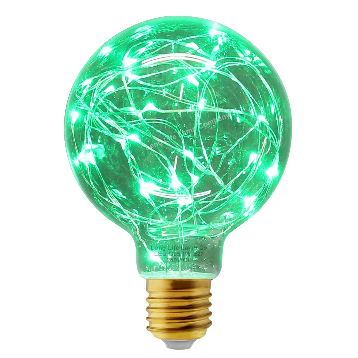 Long Life Lamp Company Green 1W G95 Globe Led Industrial Decorative Light Bulb Coloured Fairy String Filament E27 (Green)