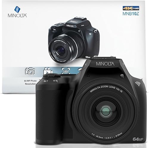 Miniatura 8 de Minolta ProShot - Cámara digital de 64 MP  Zoom óptico de 10x, video 4K Ultra HD, disparo macro, anti-vibración, pantalla LCD de 3 pulgadas,