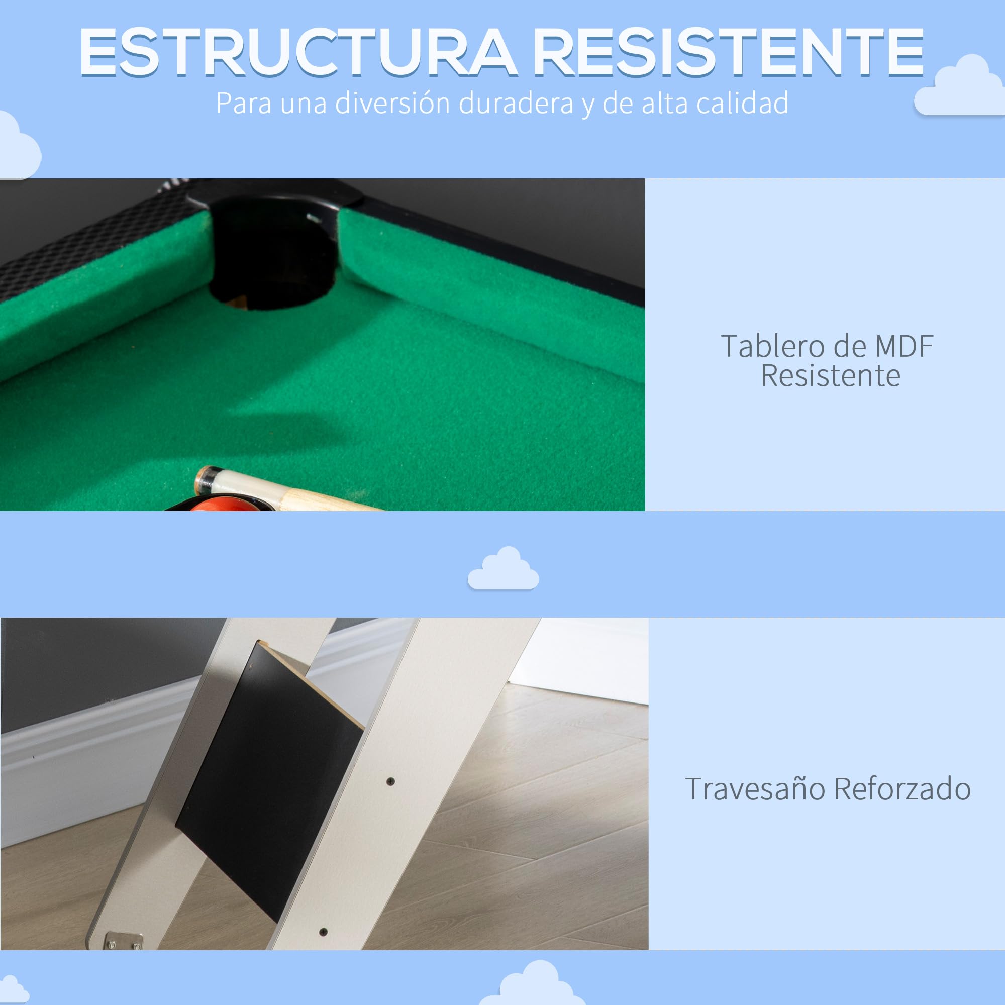 HOMCOM 6 en 1 Mesa Multijuegos para Niños de 7+ Años con Ruedas Mesa de Billar Ping Pong Futbolín Aro de Lanzamiento Hockey sobre Hielo Aire Hockey para Hogar Familia 120x88x79 cm Negro y Gris
