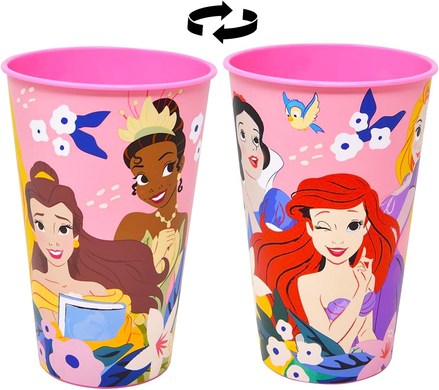 Disney Princess Reusable Tumbler Pack - Party Favor 12 Pack Bundle of 24oz Cups Featuring Ariel, Belle, Snow White Plus Stickers | Bulk Water Tumblers - Image 2
