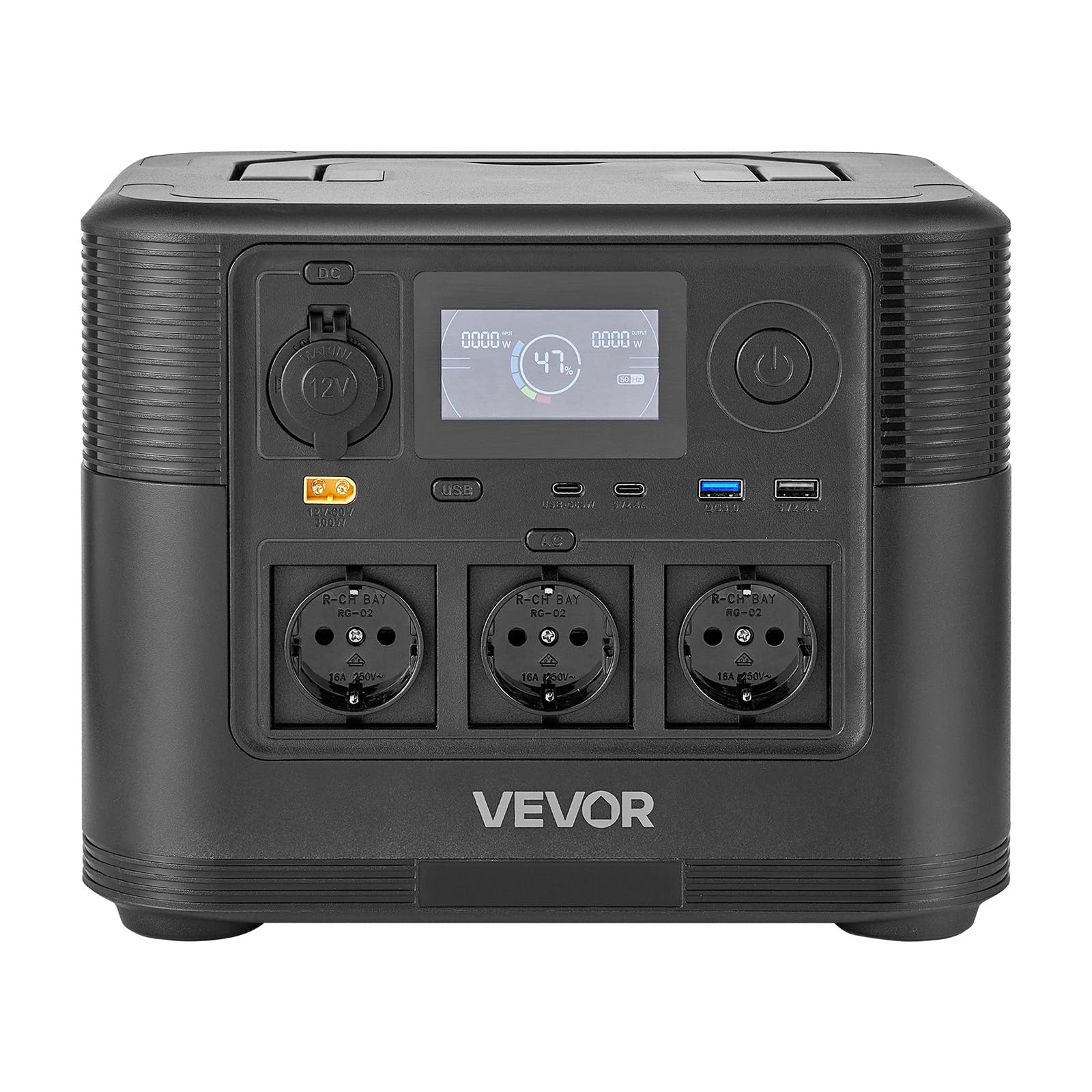 VEVOR Estación de Energía Portátil 1200 W, Generador de Energía Batería de Respaldo LiFePO4 de 806 WH con 9 Puertos de Salida para Hogar, Campamentos, Viajes en Autocaravana, Panel Solar No Incluido