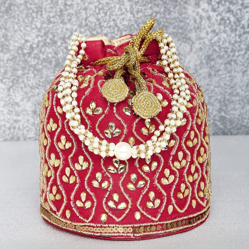 Image of Aheli Potli Bag Gift for Women Handmade Evening Wristlet Handbag Stylish Bridal Purse Fashion Bag
