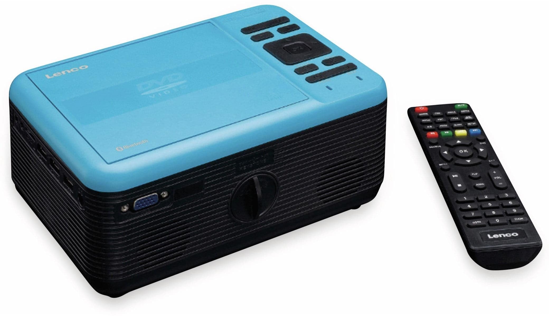 Lenco LPJ-500 - Proiettore Bluetooth - Mini videoproiettore - Lettore DVD - 2800 lumen - 30.000 ore di durata - Full HD - Bluetooth 5.0-2 x HDMI - USB - SD Port - AV-in - VGA - Blu