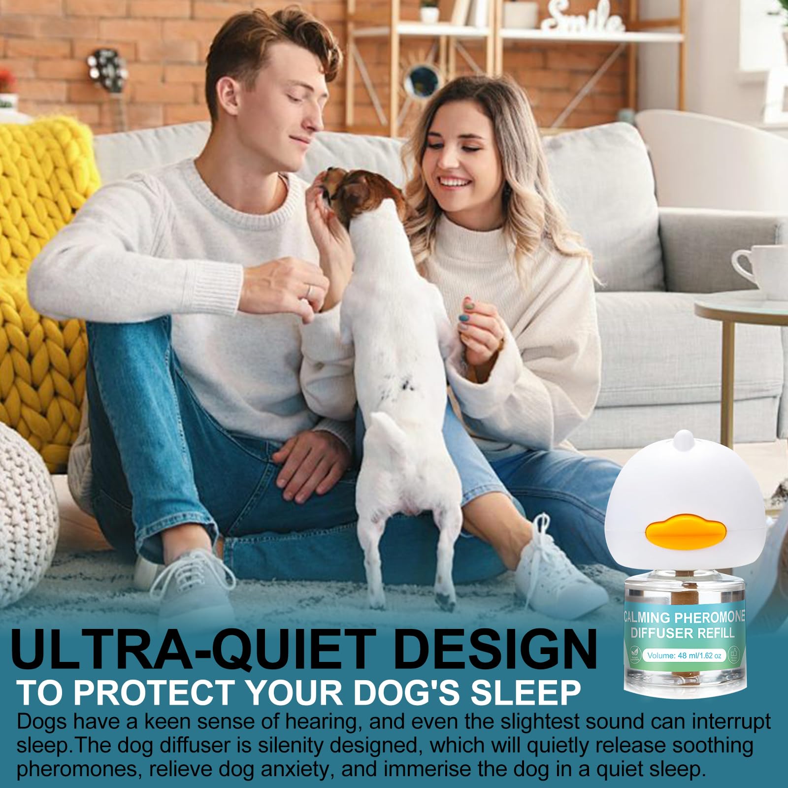 JJW Kit Diffuseur de Phéromones Apaisantes pour Chiens - 1 Diffuseur + 4×48ml Recharges | Réduit Anxiété, Stress & Peur | Apaisant pour Orages, Circulation, Nouveaux Environnements