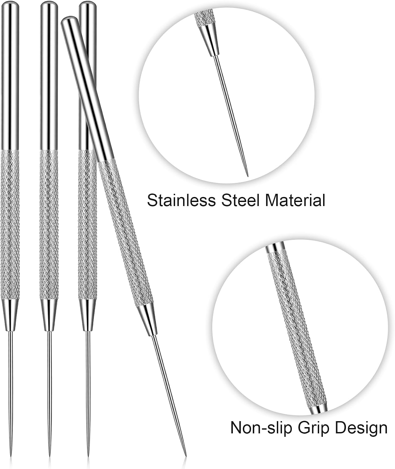 4 PCS Pottery Needle Tool, 6 Inch Clay Needle Tool Stainless Steel Needle Tools for Clay Set for Sculpting, Dotting & Carving (Silver)