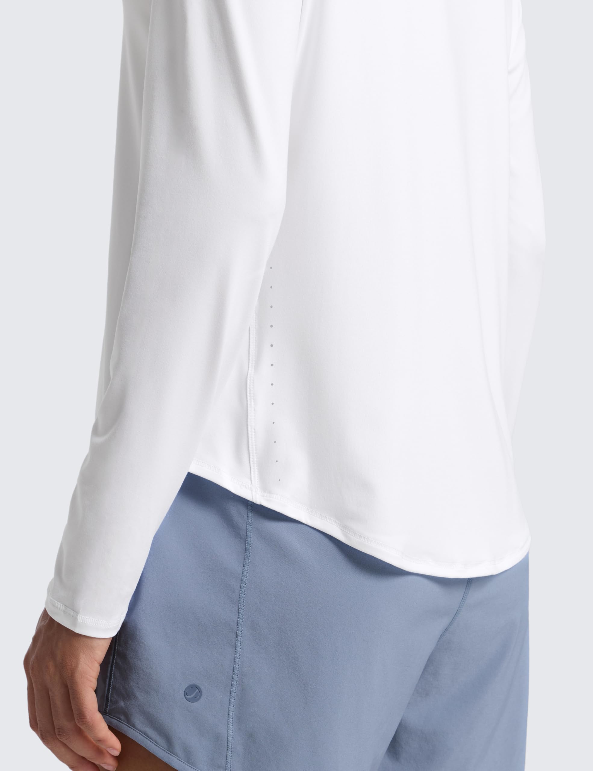 CRZ YOGA Ligero Top Manga Larga Cuello Redondo | Entrenamiento, Absorbe Humedad, Corte Clásico, Longitud Cadera, Detalles Reflectantes, Camisas para Mujer