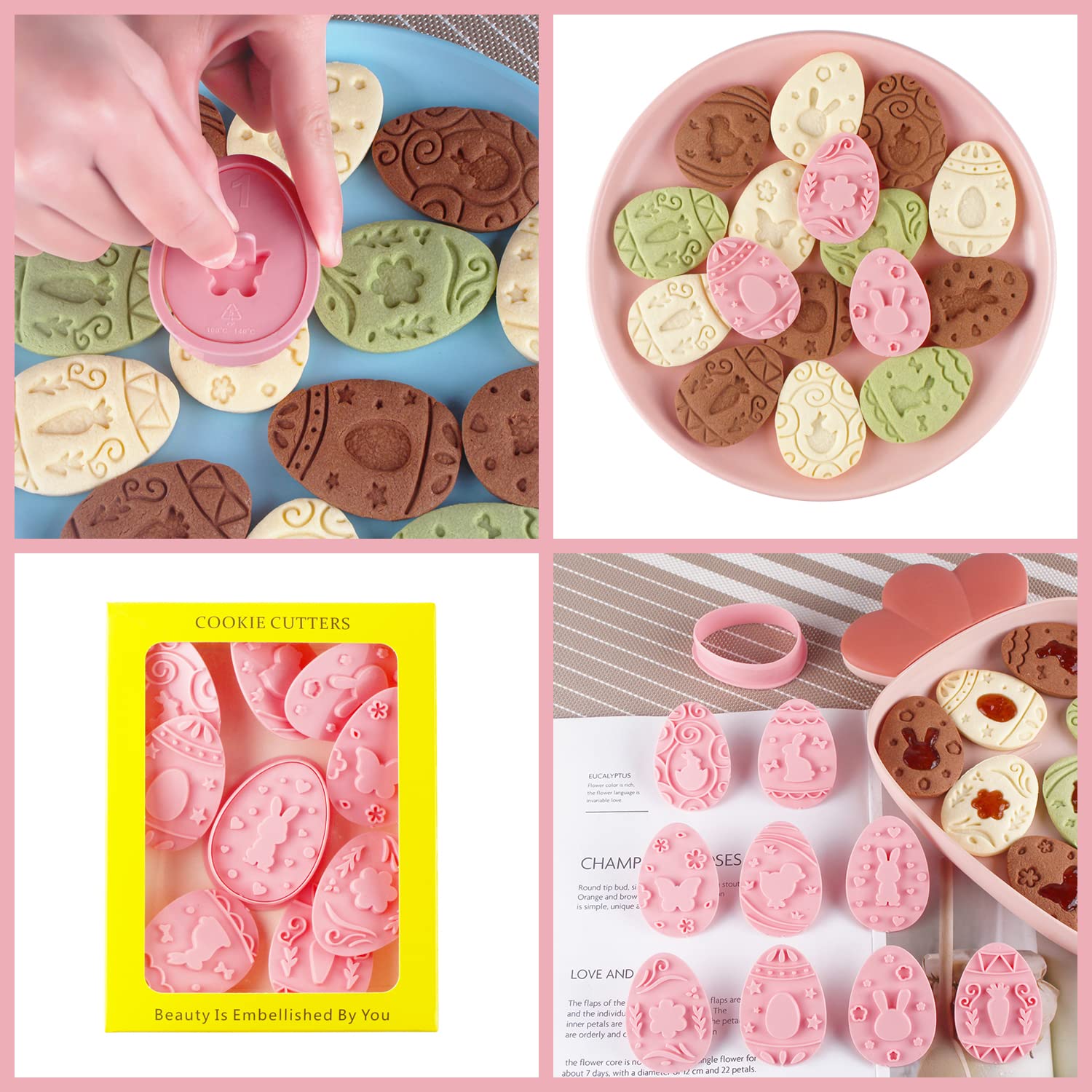 8 Emporte-pièces Pâques Funmo - Moules Biscuits Lapin Plastique Alimentaire