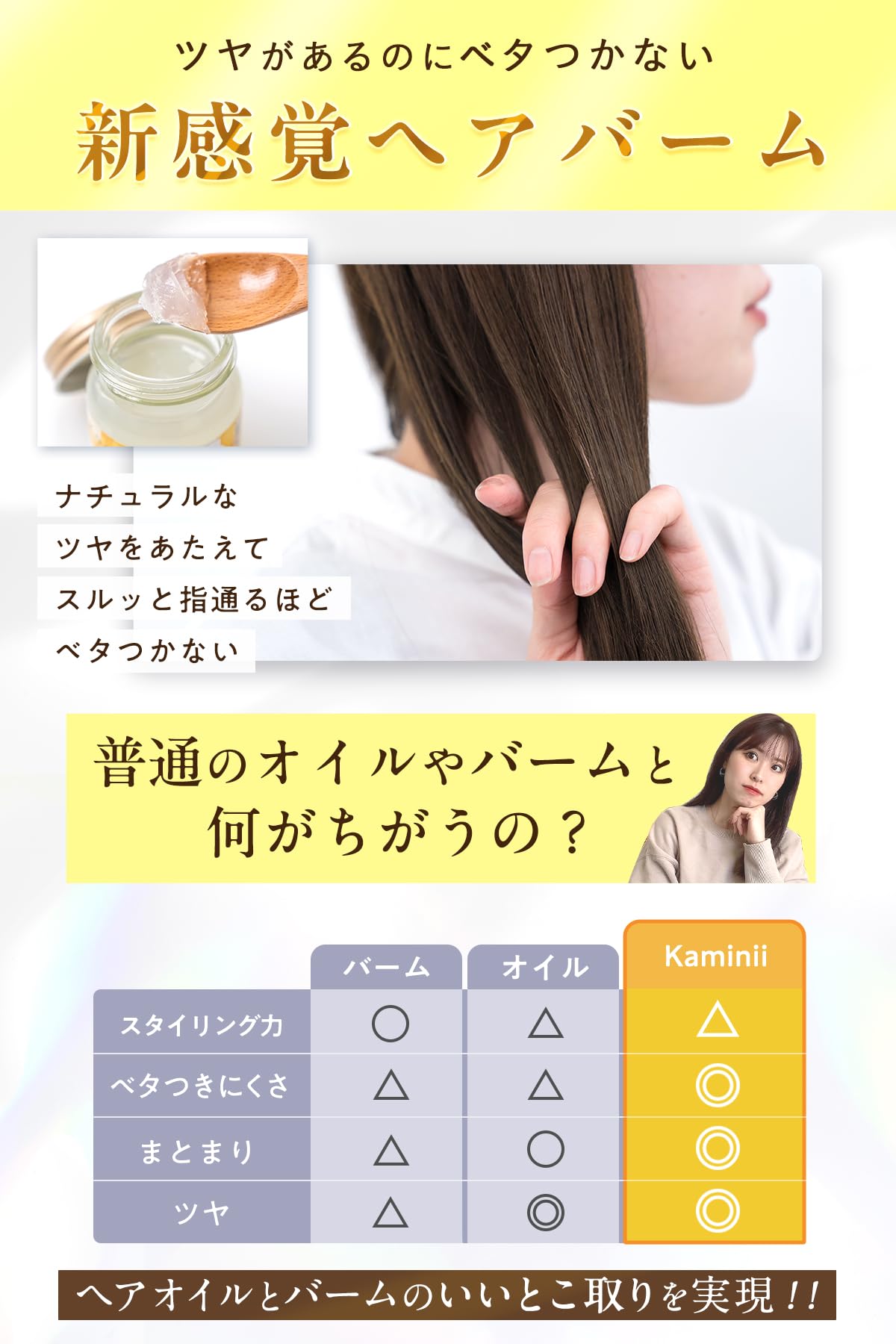 ヘアケア Kaminii ナチュラル シャインヘアバーム 30g 4個セット