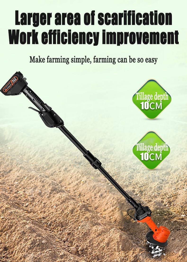 Zappa da Giardino Manuale e Fresa elettrica,Larghezza e profondità di Lavorazione 10 cm, per la Coltivazione del Terreno in aziende agricole, Cortili e Prati.