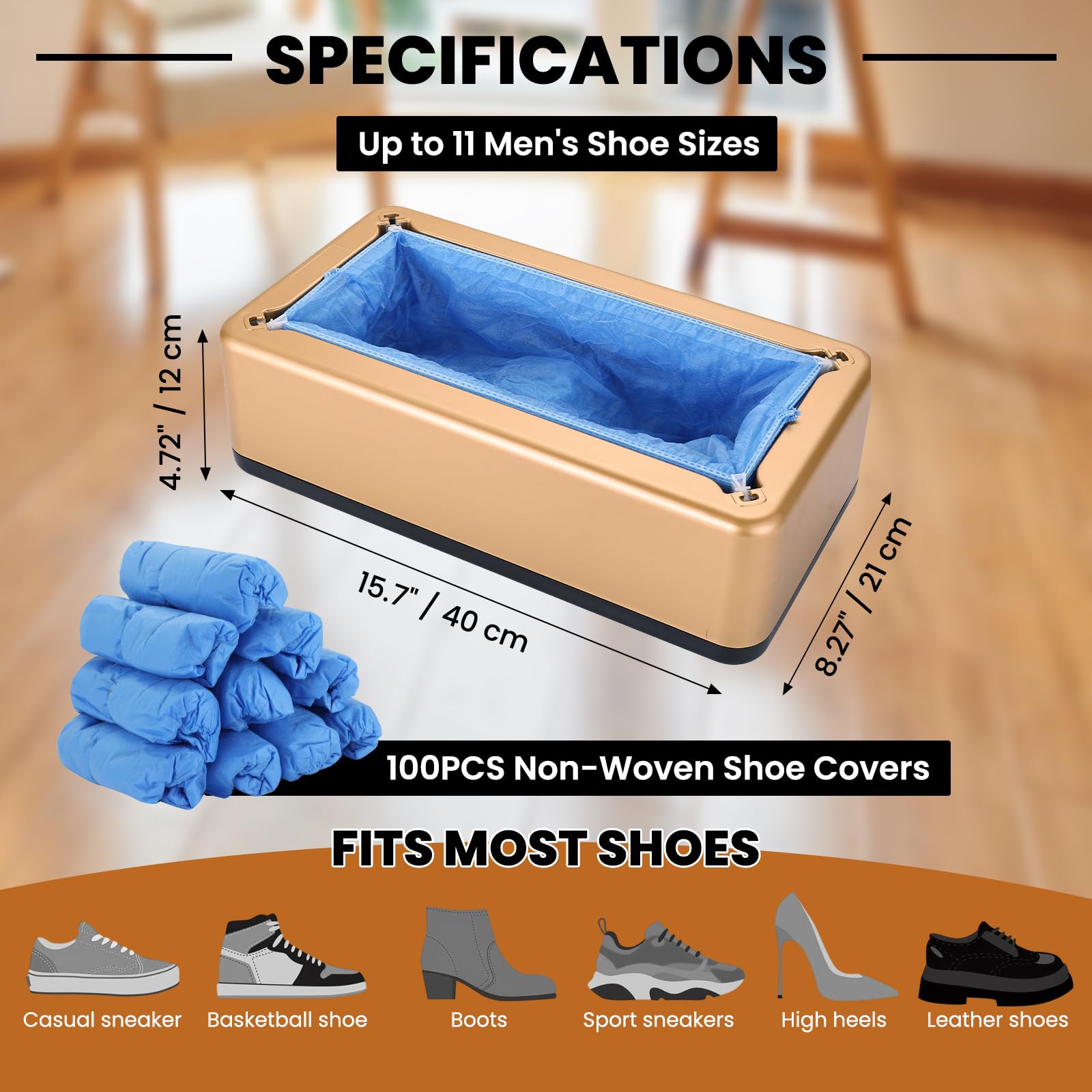 Distributeur automatique de couvre-chaussures avec 100 couvre-chaussures non tissés, design mains libres pour la maison, le bureau et le laboratoire, machine argentée durable pour garder les