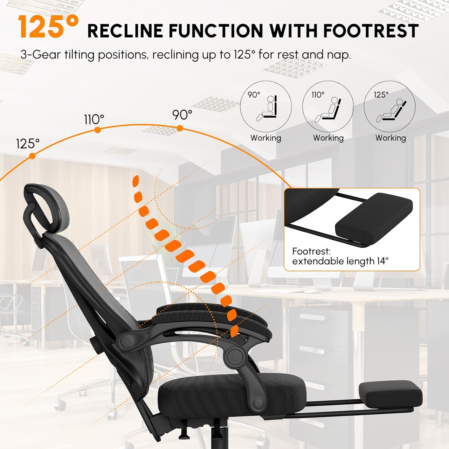 HapGIFT Office Chair Recline Function with Footrest