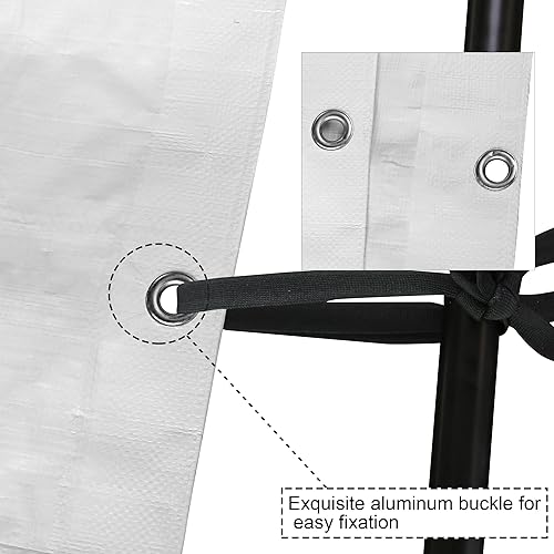 Miniatura 5 de Cubierta de lona de polietileno blanco resistente de 0.394 in - Gruesa impermeable, resistente a los rayos UV, duradera, resistente a la intemperie,