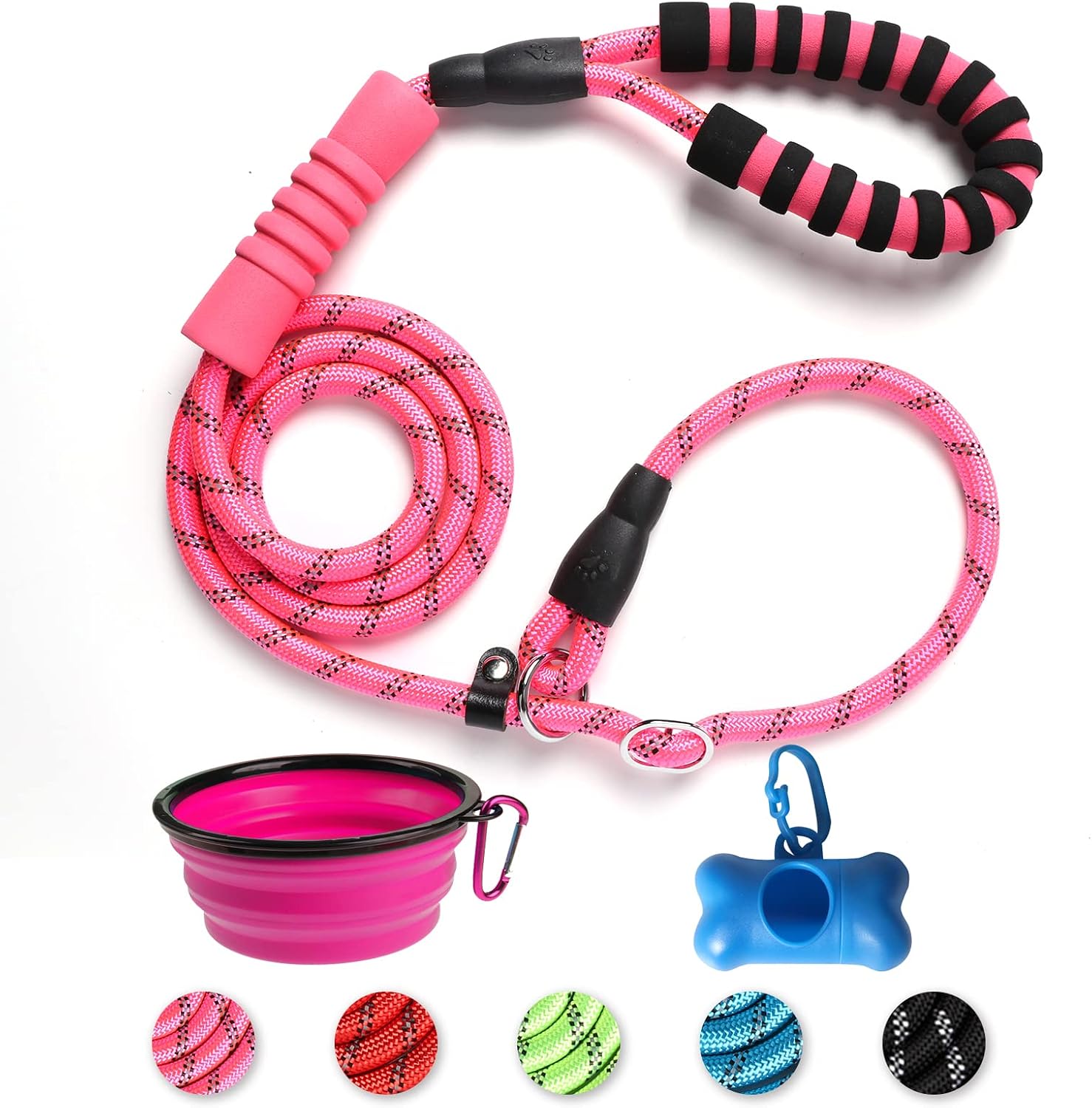 M JJYPET Slip Lead Dog Leash, 6FTReflective Dog trainining Leash with Comfortable Padded Handle,Strong Heavy Duty Dog Rope Leash…
