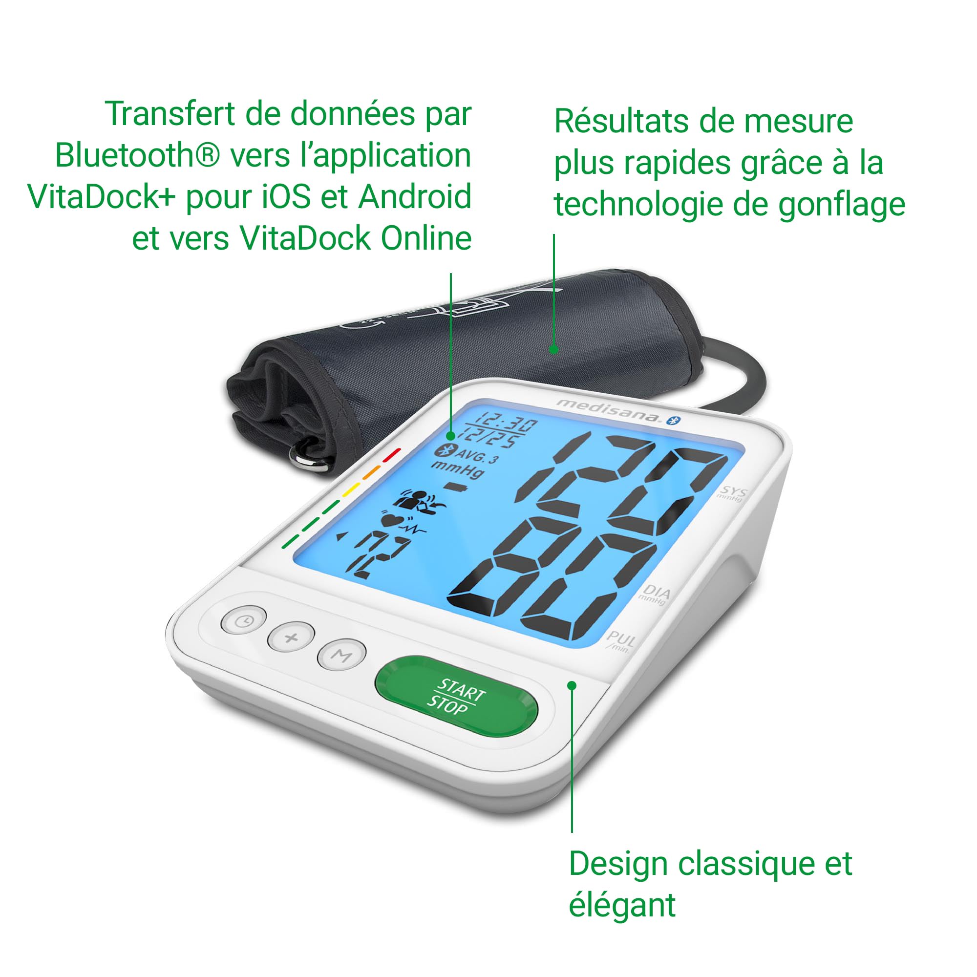 medisana BU 584 Tensiomètre pour le haut du bras, Mesure précise de la tension artérielle, Avec App pratique pour évaluer et enregistrer les données, Reconnaissance de l'arythmie & avertissement