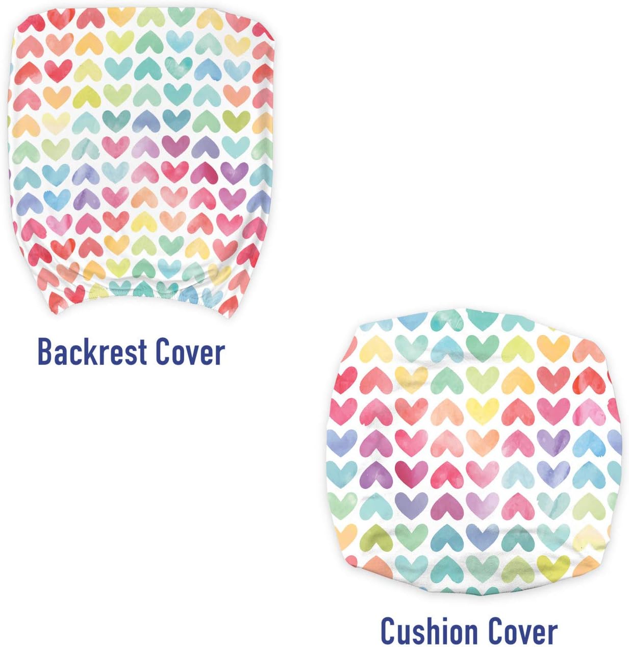 Ambesonne Watercolor Office Chair Slipcover, Valentine's Day Theme Colorful Little Hearts Vibrant Paintbrush Effect, Protective Stretch Decorative Fabric Cover, Standard Size, Pink Blue