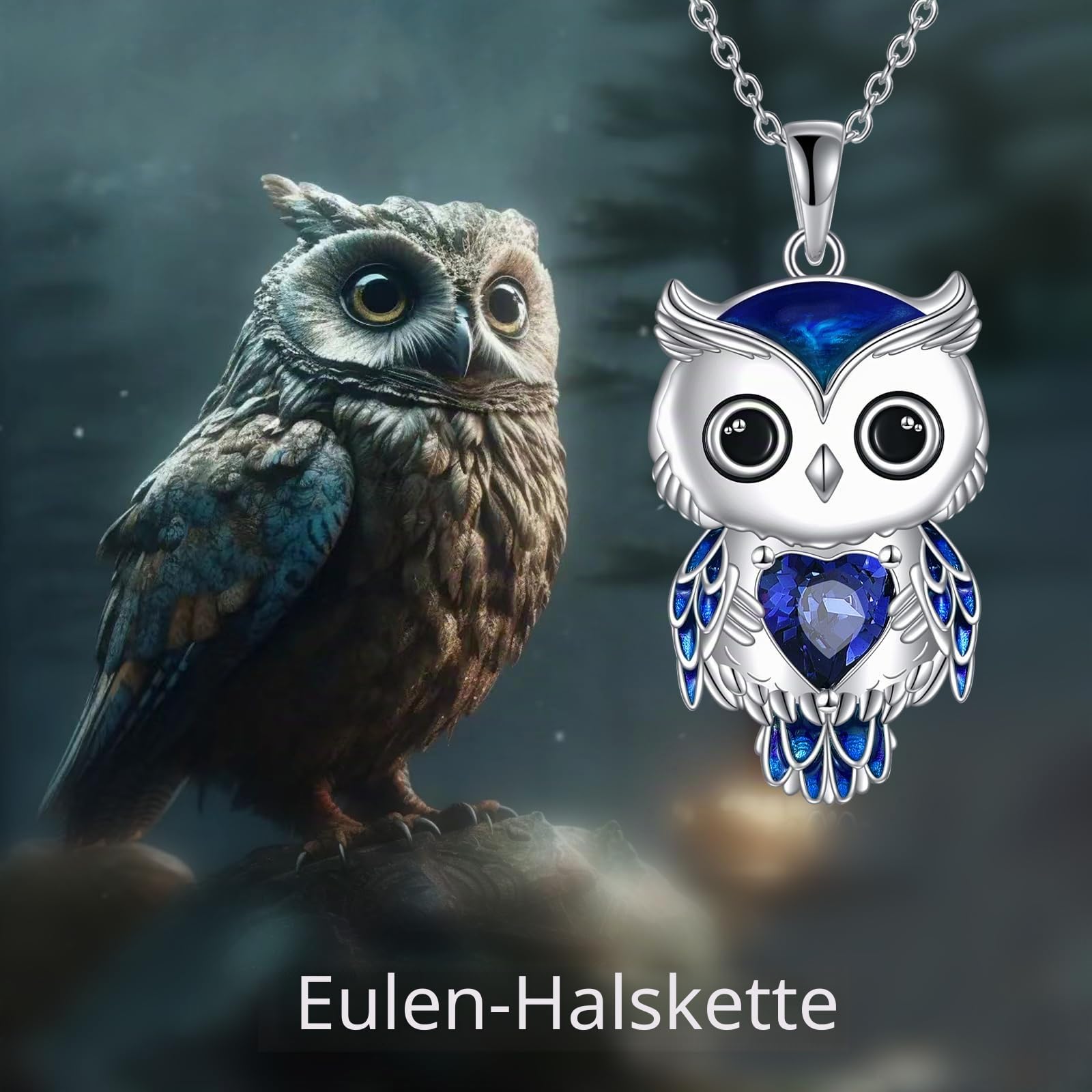 Vadmans Eule Kette Schmuck Geschenke für Damen Sterling Silber Geburtsstein Eule Anhänger Halskette Weihnachts Schmuck für Frauen