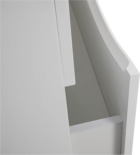 Miniatura 8 de Moderno tocador de baño montado en la pared con lavabo  Colección Wave White High Gloss con gabinete lateral  MDF-44 no tóxico resistente al fuego