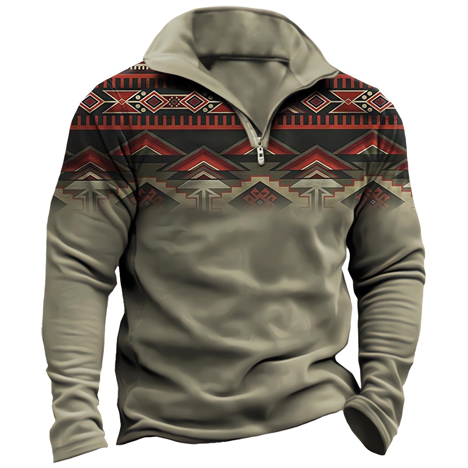 HOTYD Aztec Cowboy Mens Hoodie Vintage Graphic Western Hoodies Casual Long Sleeve 1/4 Zip Pullover Mens Country Jacket