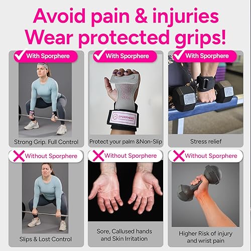 Miniatura 4 de Agarres de peso para mujer, correas de mano para levantamiento de pesas, correas de muñeca para levantamiento de pesas para mujeres, agarre de
