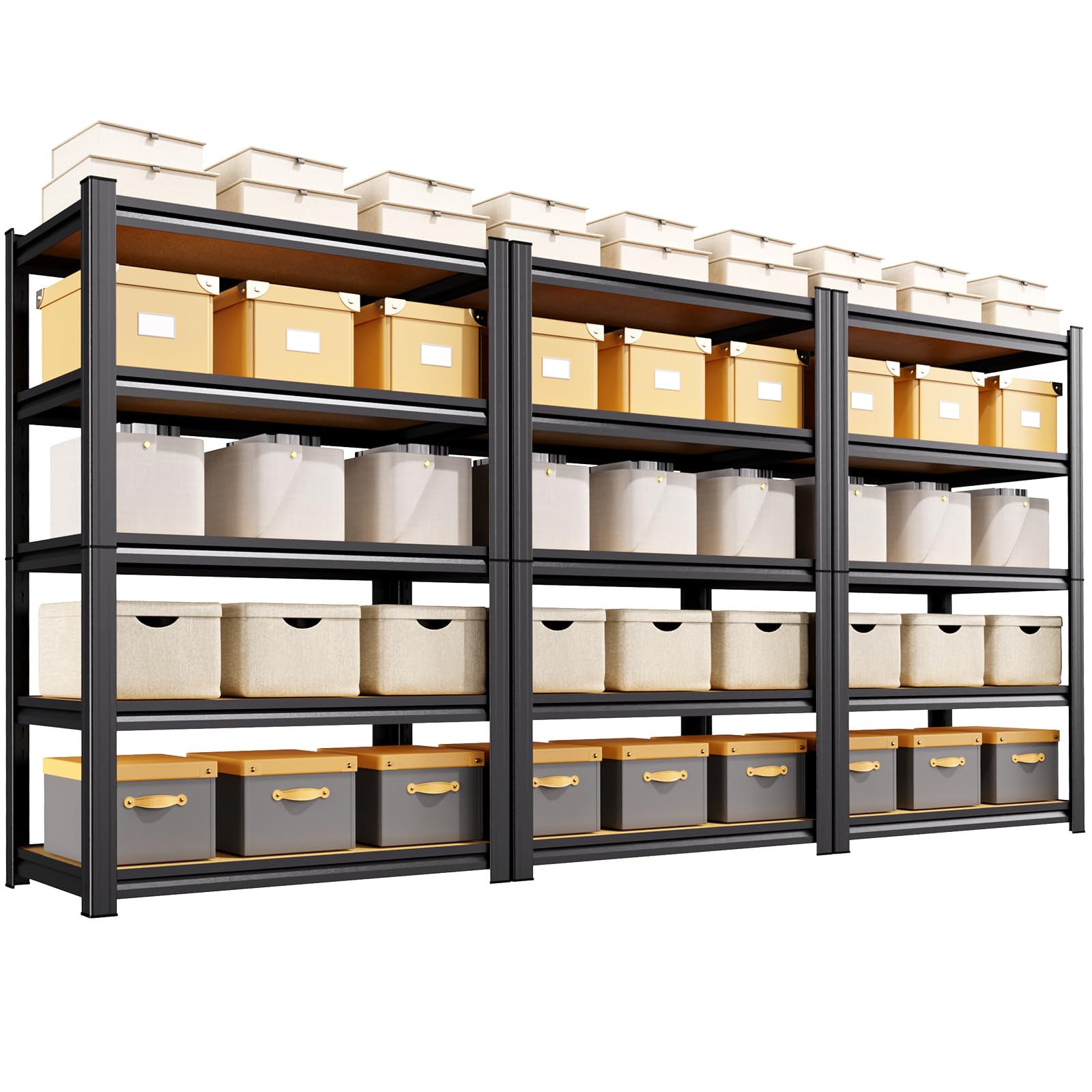 Set of 3 71"H Garage Shelving-5 Tier Garage Storage Shelves,Adjustable Heavy Duty Metal Shelving Unit and Storage Large Rack,Utility Steel Shelf For Warehouse Industrial Pantry Basement 71"x32"x14"