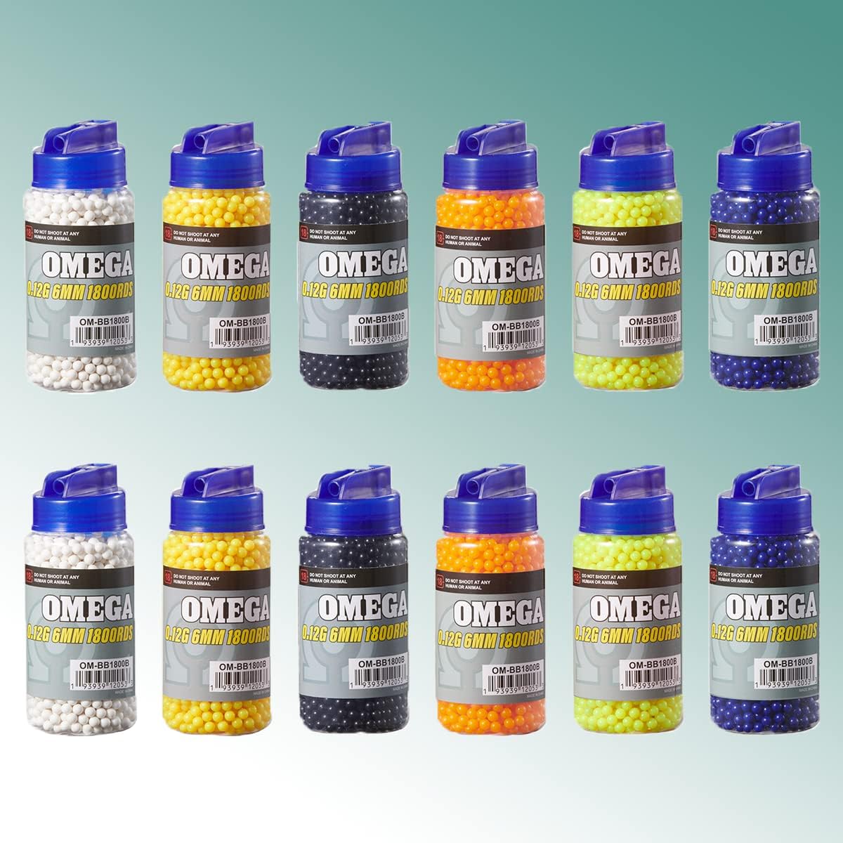 Omega 1800 Round 0.12g Airsoft BB Bottle X12