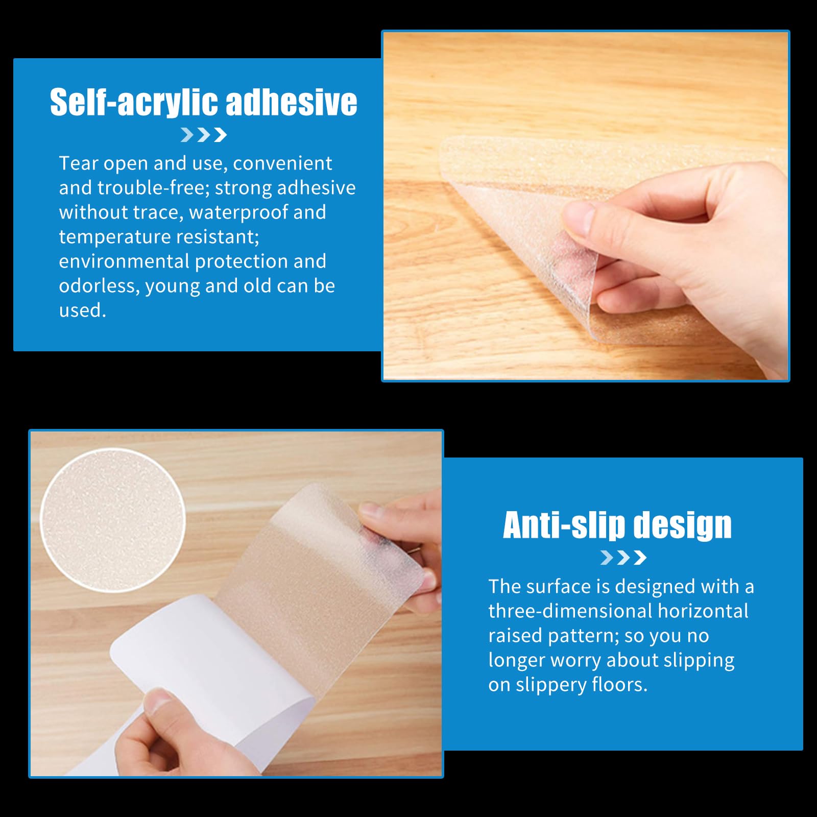 Bande adhésive antidérapante, 10 cm x 5 m, imperméable, antidérapante, pour l'intérieur et l'extérieur, transparent, 10 cm x 5 m