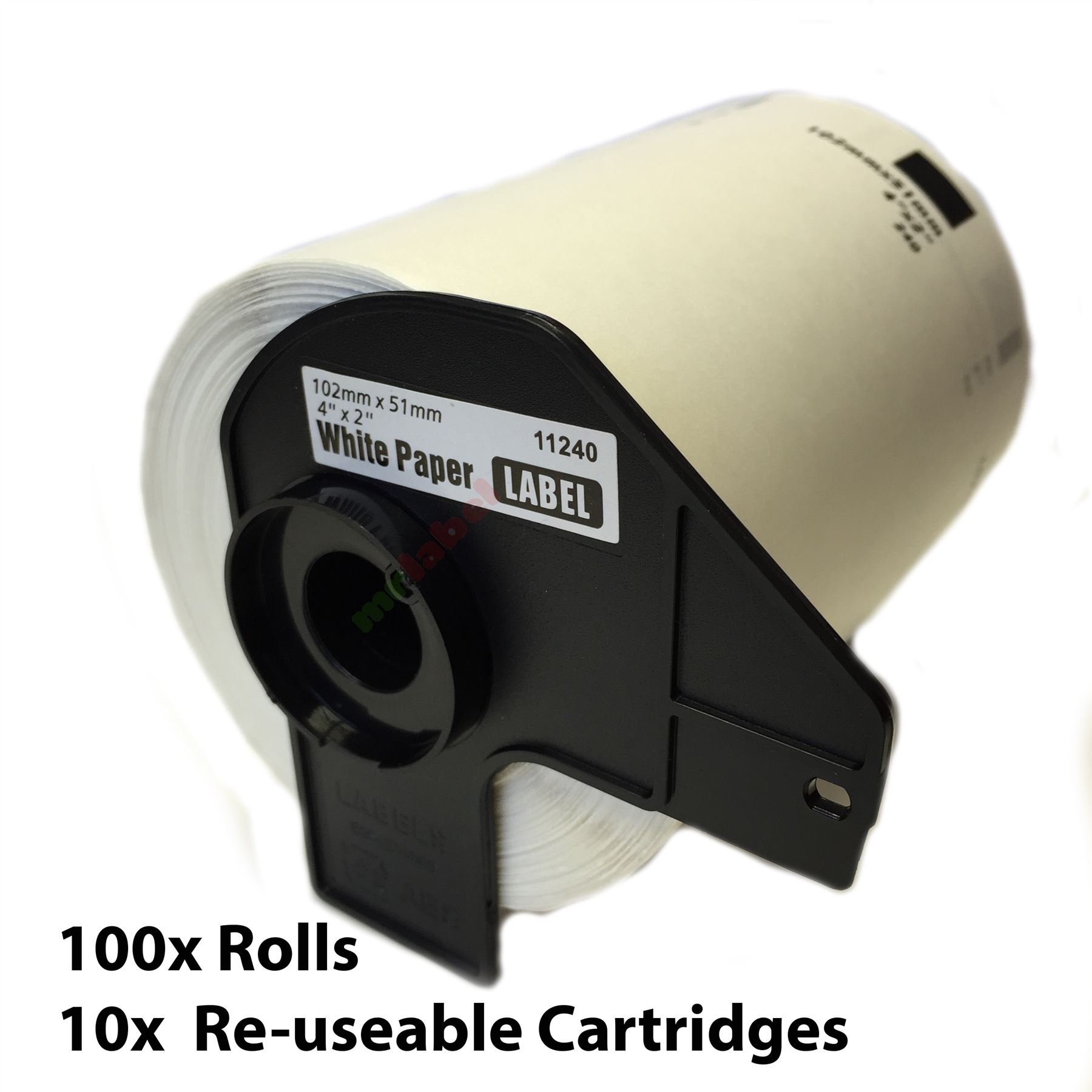 Mr-LabelDK-11240 - Compatible with Brother - 100x Rolls with 10x Reusable Cartridge