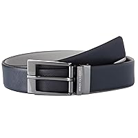 Armani Exchange Leather Belt With Plaque, Cintura Uomo