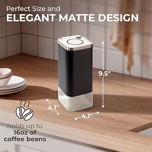 Miniatura 9 de Kaffe - Recipiente de vidrio para café (8 onzas) con tapa hermética, sello de clic para liberar, vidrio sin BPA y acero inoxidable, elegante